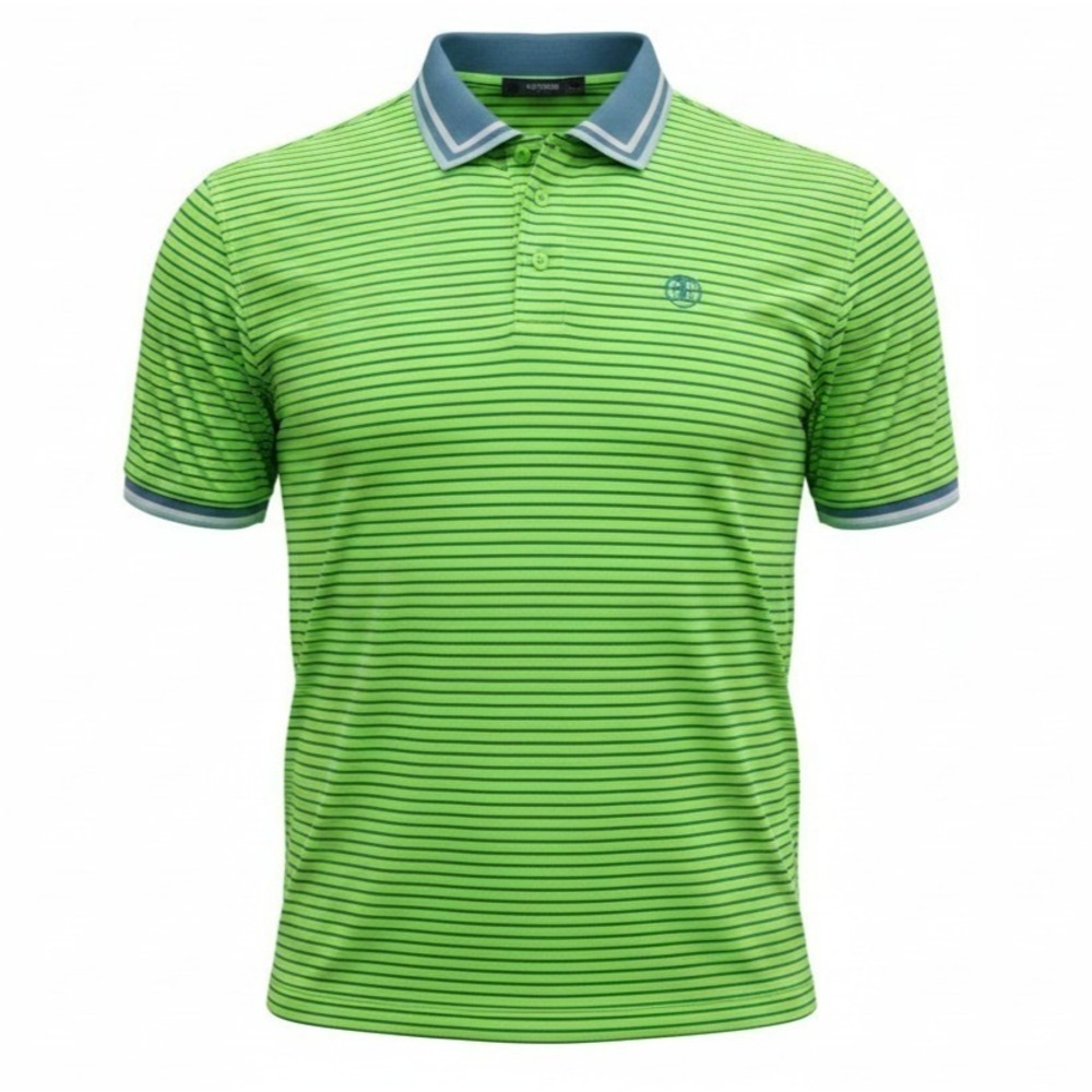 G/FORE Polo Shirt Mens 2XL Green Stripe Skull Logo Golf Performance Stretch